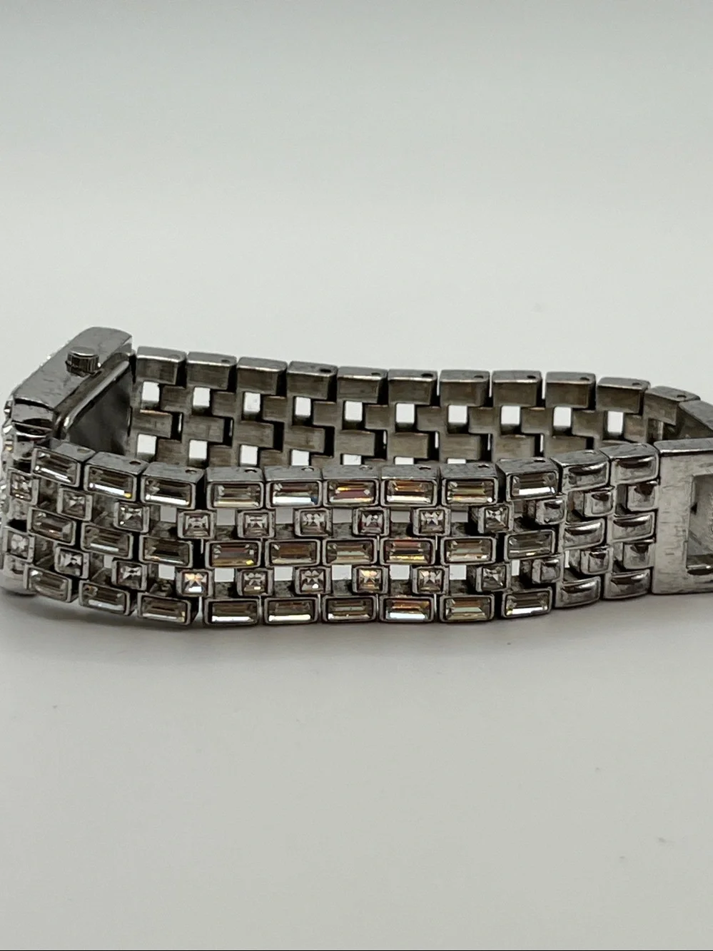 Anne Klein Silver Crystal-Accented Bracelet Watch